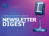 Newsletter Digest logo with a microphone